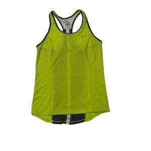 Nike Dri-Fit Racerback Tank Top M Neon Yellow/Black Lightweight Activewear 1707